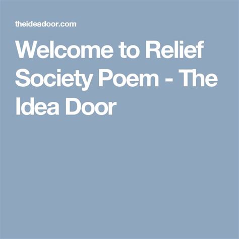 Relief Society – The Idea Door.
